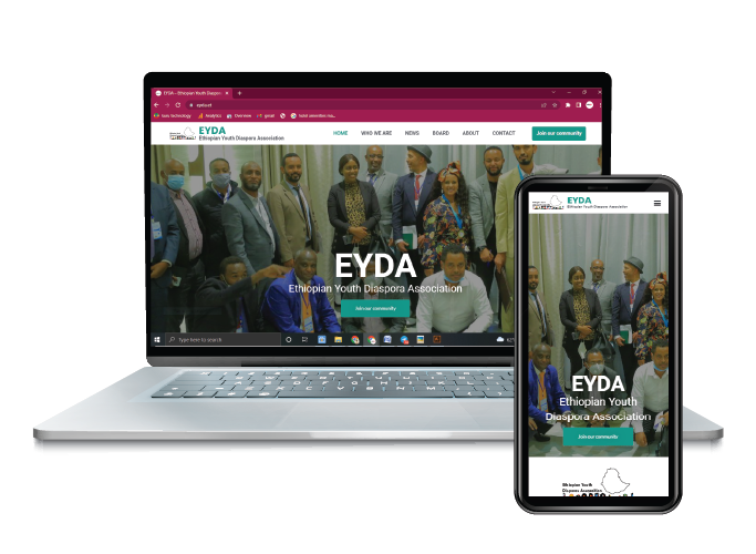Ethiopian Youth Diaspora Association Website Developed by Kuru Technology Ethiopia